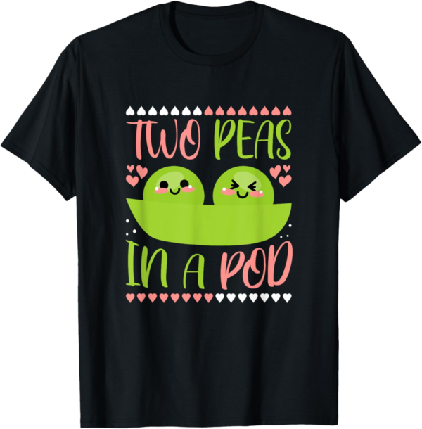 Two Peas In A Pod, Kawaii Vegan T-Shirt - Image 2